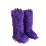 Snow boots for women, warm and plush fur boots
