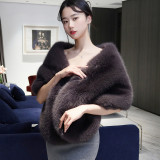 Imitation fur shawl cape short jacket