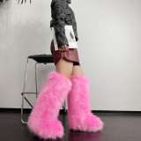 Knee length snow boots warm imitation fox fur boots fur boots