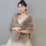 Imitation fur shawl cape short jacket