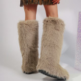 Tall fur boots, snow boots, imitation fox fur boots