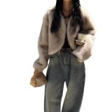 Short round neck imitation fox fur grass integrated fur