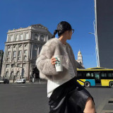 Short round neck imitation fox fur grass integrated fur