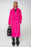 Long rabbit fur mink fur faux fur coat