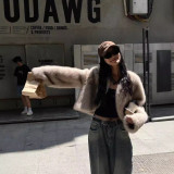 Short round neck imitation fox fur grass integrated fur