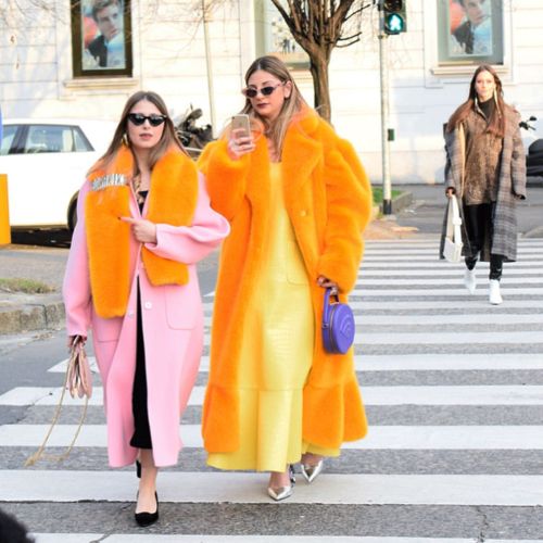 Long rabbit fur mink fur faux fur coat
