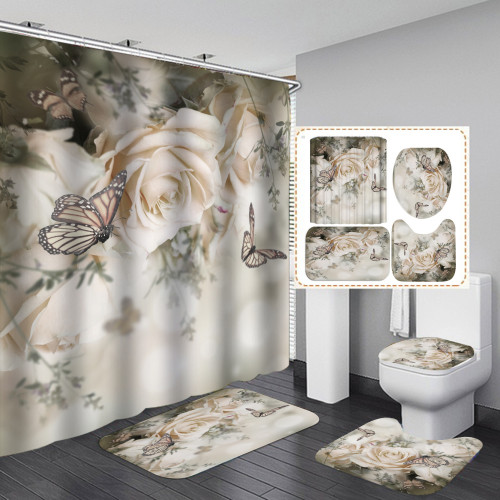 Printed waterproof bathroom set