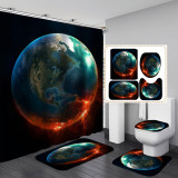 Blue Dreamy Starry Sky, Black Hole Planet, Sky Shower Curtain, Bathroom Set