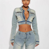 Elastic jeans two-piece jacket long pants