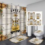 Bathroom partition, shower curtain, floor mat, toilet seat mat