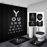 Printed waterproof polyester English letter series shower curtain toilet pad set