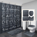 Printed waterproof polyester English letter series shower curtain toilet pad set