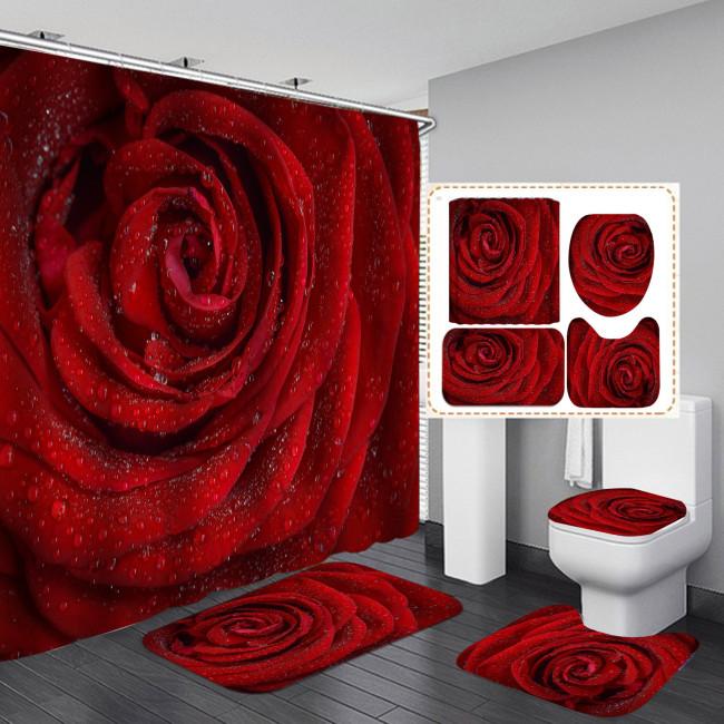 3D digital printed rose series bathroom shower curtain