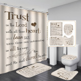 Printed waterproof polyester English letter series shower curtain toilet pad set