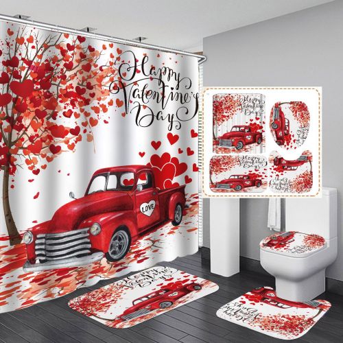 Valentine's Day bathroom partition bathroom shower curtain