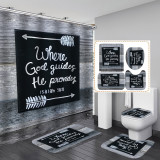 Printed waterproof polyester English letter series shower curtain toilet pad set
