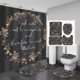 Printed waterproof polyester English letter series shower curtain toilet pad set