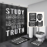Printed waterproof polyester English letter series shower curtain toilet pad set