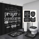 Printed waterproof polyester English letter series shower curtain toilet pad set