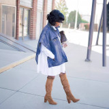 Cloak style loose denim jacket top