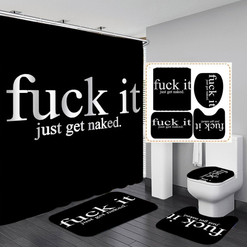 Printed waterproof polyester English letter series shower curtain toilet pad set