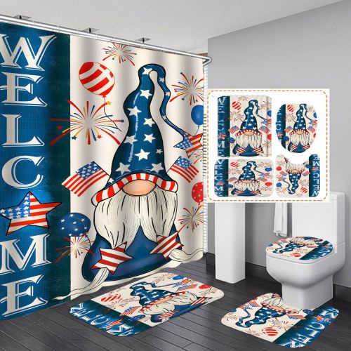 Four piece set of bathroom dry wet separation shading and warm shower curtain