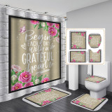 Printed waterproof polyester English letter series shower curtain toilet pad set