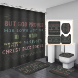 Printed waterproof polyester English letter series shower curtain toilet pad set