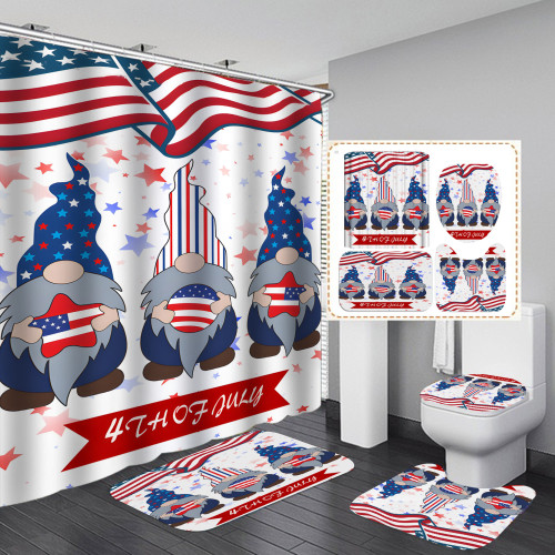 Four piece set of bathroom dry wet separation shading and warm shower curtain