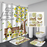 Bathroom partition, shower curtain, floor mat, toilet seat mat