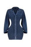 Deep V women's jumpsuit long sleeved jumpsuit denim