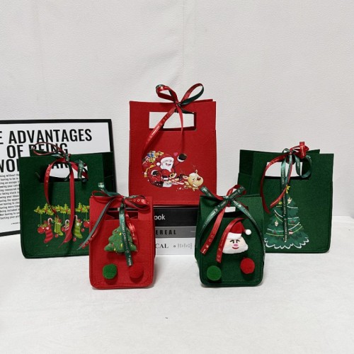 Christmas felt bag, Christmas Eve felt tote bag, children's candy bag