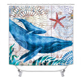 Printed waterproof and mildew resistant personalized shark pattern series shower curtain set