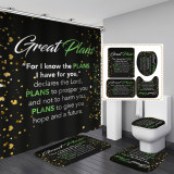 Printed waterproof polyester English letter series shower curtain toilet pad set