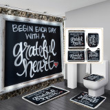 Printed waterproof polyester English letter series shower curtain toilet pad set