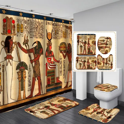 Printed waterproof bathroom shower curtain