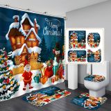 Christmas snowman waterproof, mildew proof and thickened bathroom four piece set shower curtain