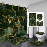 Printed geometric marble texture bathroom shower curtain four piece set