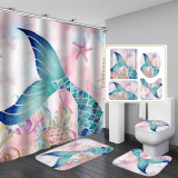 Mermaid shower curtain with dry wet separation