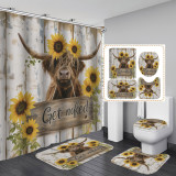 Digital printing bathroom shower curtain waterproof and mildew proof shower curtain bathroom dry wet separation