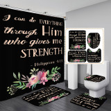 Printed waterproof polyester English letter series shower curtain toilet pad set