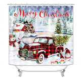 Santa Claus printed shower curtain, floor mat, toilet seat mat