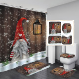 Bathroom partition, shower curtain, floor mat, toilet seat mat