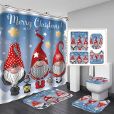 Bathroom partition, shower curtain, floor mat, toilet seat mat