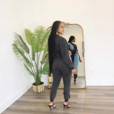 Long sleeved top and jeans two-piece set