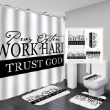 Printed waterproof polyester English letter series shower curtain toilet pad set