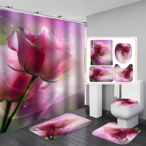 3D digital printed rose series bathroom shower curtain