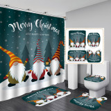 Bathroom partition, shower curtain, floor mat, toilet seat mat