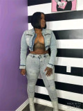 Elastic jeans two-piece jacket long pants