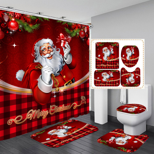 Digital printed waterproof polyester Santa Claus series shower curtain